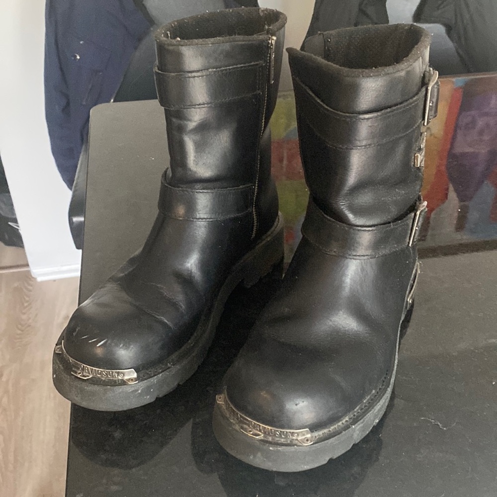 Barely worn non Biker boots  My husband cleaning his closet